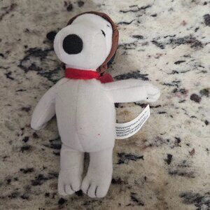 Vintage Peanuts Snoopy Plush 5" Mini Snoopy as Red Baron Pilot Helmet